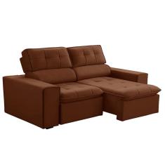 Sofá 2 Lugares Retrátil e Reclinável Atenas Veludo Terracota