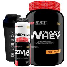Kit Waxy Whey 900g + ZMA Elements 100 caps + Creatina 100g + Coqueteleira Bodybuilders-Unissex