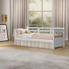 Cama Solteiro Babá Madeira Rústica Enjoy Mona Mais Nicho - Branco - Branco