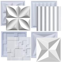 Kit Formas de Gesso 3D e Cimento ABS Moldes pra Revestimento de Parede FDG Painel Decorativo
