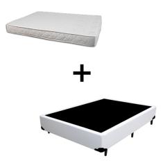 Cama Box Viúva 128 Tecido Sintético Branco Com Colchão Roma Espuma D45 Bege 54x128x188