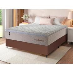 Conjunto Cama Box c/ Molas Ensacadas Roma Bege Casal 138x188x71