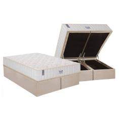 Cama Box Baú Queen: Colchão Molas MasterPocket Ensacadas Plumatex   Miami + Base CRC Suede Clean(158x198)