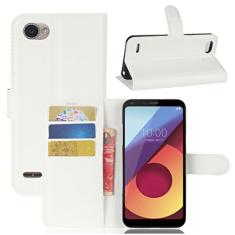 Capa para LG Q6, capa carteira flip de couro PU premium com compartimento para cartão, suporte e fecho magnético [capa interna de TPU à prova de choque] Compatível com LG Q6