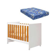 Berço Americano Katatau Flex 3 Em 1 Branco Fosco/ Savana Fosco Com Colchão - Reller