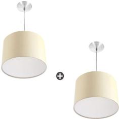 Kit 2 Lustres Cupula Pendente Dome 30x20cm Magnífico Bege - no brand