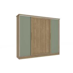 Guarda Roupa 4 Portas de Correr e 4 Gavetas N565 Nogueira/Verde Oliva - Kappesberg