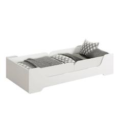 Cama Evolutiva Zaki Branco Fosco, 2 Kits Proteção Lateral Lisa E Colchão D20 - Reller Móveis Branco Fosco