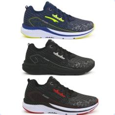 Kit 3 Tênis Masculino Esportivo Academia Original RDW 101, Preto, Mari