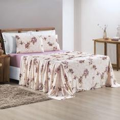 Jogo de lençol Queen estampado fio penteado 100% algodão  - SAFIRA ENX