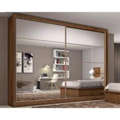 Guarda Roupa 2 Portas de Correr e 6 Gavetas c/ Espelho Sevilha Braúna - Europa