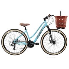 Bicicleta aro 29 KSW Sunny Retrô 21V Freio a Disco C/ Cesta