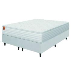 Cama Box Colchão Casal King Molas Ensacadas Real 193x203x65cm Linho Branco Inducol