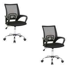 Kit 2 Cadeiras Dot para Escritório Diretor com Rodízios Manchester Light Preto