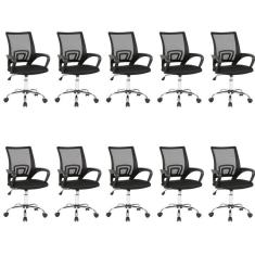 Kit 10 Cadeiras Dot para Escritório Diretor com Rodízios Manchester Light Preto