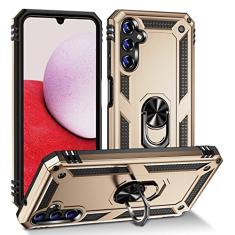 SORAKA Capa para Samsung Galaxy A14 5G com suporte de anel capa protetora para Samsung Galaxy A14 4G capa traseira de policarbonato rígido com placa de metal para celular magnético suporte de carro