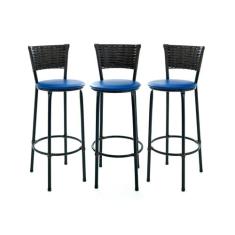Kit 3 Banquetas Para Balcão Ilha Gourmet Bancada Área De Lazer - EJC E
