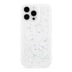 ZTOFERA Capa para iPhone 12 Pro de 6,1 polegadas, linda capa ondulada encaracolada com glitter estrela, capa protetora de telefone de TPU (poliuretano termoplástico) macio e brilhante transparente à