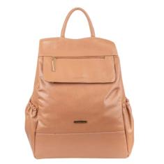 Mochila antifurto de couro feminina Suelen - Nude