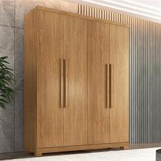 Guarda Roupa Solteiro 4 Portas 3 Gavetas com Pés Amsterdã Rufato Imbuia