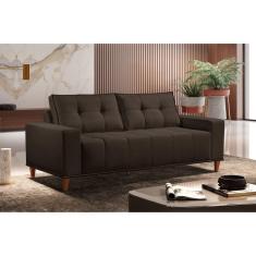 Sofá 3 Lugares Veludo 220cm com Molas Beny Marrom café