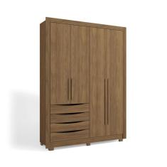 Guarda-Roupa Solteiro 100% MDF Kappesberg c/Pés 4 Portas 4 Gavetas Nogueira
