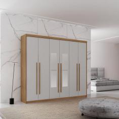 Guarda-roupa Veracruz 6 Portas com Espelho Naturalle/Off White
