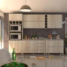 Cozinha Completa 7 Peças com Tampo Lis Luciane Móveis - Kit, Legno Cre