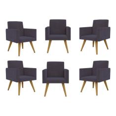 Kit 06 Cadeiras Poltronas Decorativa - Escritório - Recepção Cor:cinza