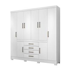 Guarda Roupa Casal Grande 8 Portas 4 Gavetas 7 Prateleiras 4 Cabideiros New Realce