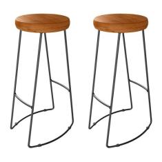 Kit 2 Banquetas Altas Togo Industrial Madeira Maciça Peroba Rosa - Abm