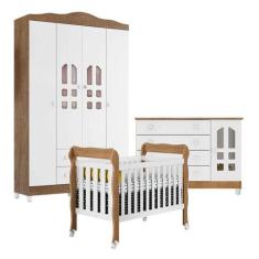 Quarto De Bebê New Selena 4 Portas Com Berço Lila E Cômoda Gran Selena