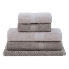Jogo Toalhas De Banho 5 Pçs Buddemeyer Fio Penteado Canelado Bege