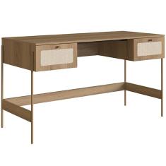 Mesa Escrivaninha Home Office 2 Gavetas Industrial Indy A03 Hanover Dourado