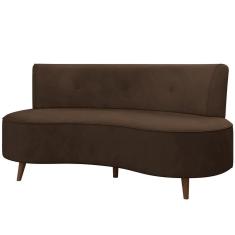 Sofá Chaise Living 2 Lugares 160cm Para Sala Istambul K01 Veludo Marrom - Lyam Decor