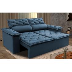 Sofá 3 Lugares Retrátil e Reclinável Cama inBox Compact 1,80m Velusoft Azul