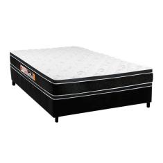 Cama Box Casal: Colchão Espuma Castor D33 Black E White Double Face + Base Crc Suede Black(138X188)
