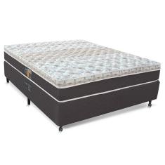 Cama Box Casal Castor Sleep Class Hibrido Com Mola Ensacada 64x138x188cm Branco, Cinza E Marrom