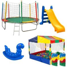 Cama Elástica Pula Pula 3,05m Resistente Piscina de Bolinhas 1,50m 100