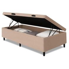 Cama Box com Baú Solteiro 0,88m com 41cm de Altura Prince Bege, Bege