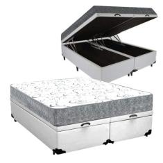 Cama Box Baú Casal Bipartido Colchão Espuma D33 Maxx Kansas + Box Sint