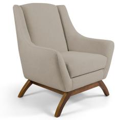 Poltrona Decorativa Juliet C-129 Linho Bege Domi Móveis