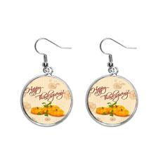 Brinco feminino Pumkin Happy Thanksgiving Day Pattern Ear Pendente Silver Drop Jewelry