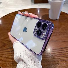 Capa de telefone macia para iPhone 11 12 13 14 Pro Max XS X XR 7 8 Plus Mini SE 2020 2022 Capa transparente de silicone, roxa, para iPhone 12 Mini