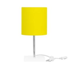 Abajur Eros Cilindrico Amarelo Base Branco Quadrada - Marryluz