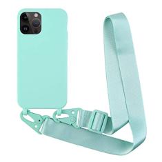 Colar Crossbody Alça Cordão Estojo Para iPhone 14 13 12 Mini 11 Pro X XR XS Max SE 2 3 7 8 Plus Silicone Soft TPU Capa, Verde Claro, Para iphone XR