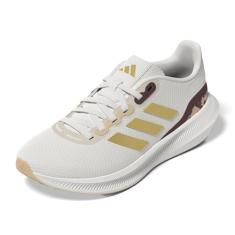 adidas Tênis masculino Run Falcon 3.0, Branco/dourado metálico/bege mágico, 37
