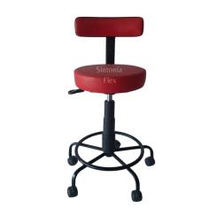 Cadeira Mocho podologo com regulagem de altura estrela de ferro  apoio de pé  com rodízio corano vermelho