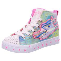 Skechers Tênis infantil unissex Twi-lites 2.0, Rosa/Multi, 1 Little Kid