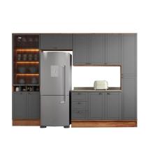 Cozinha Completa Milla Ultra Armário e Balcão Nog/Cinza Carraro
